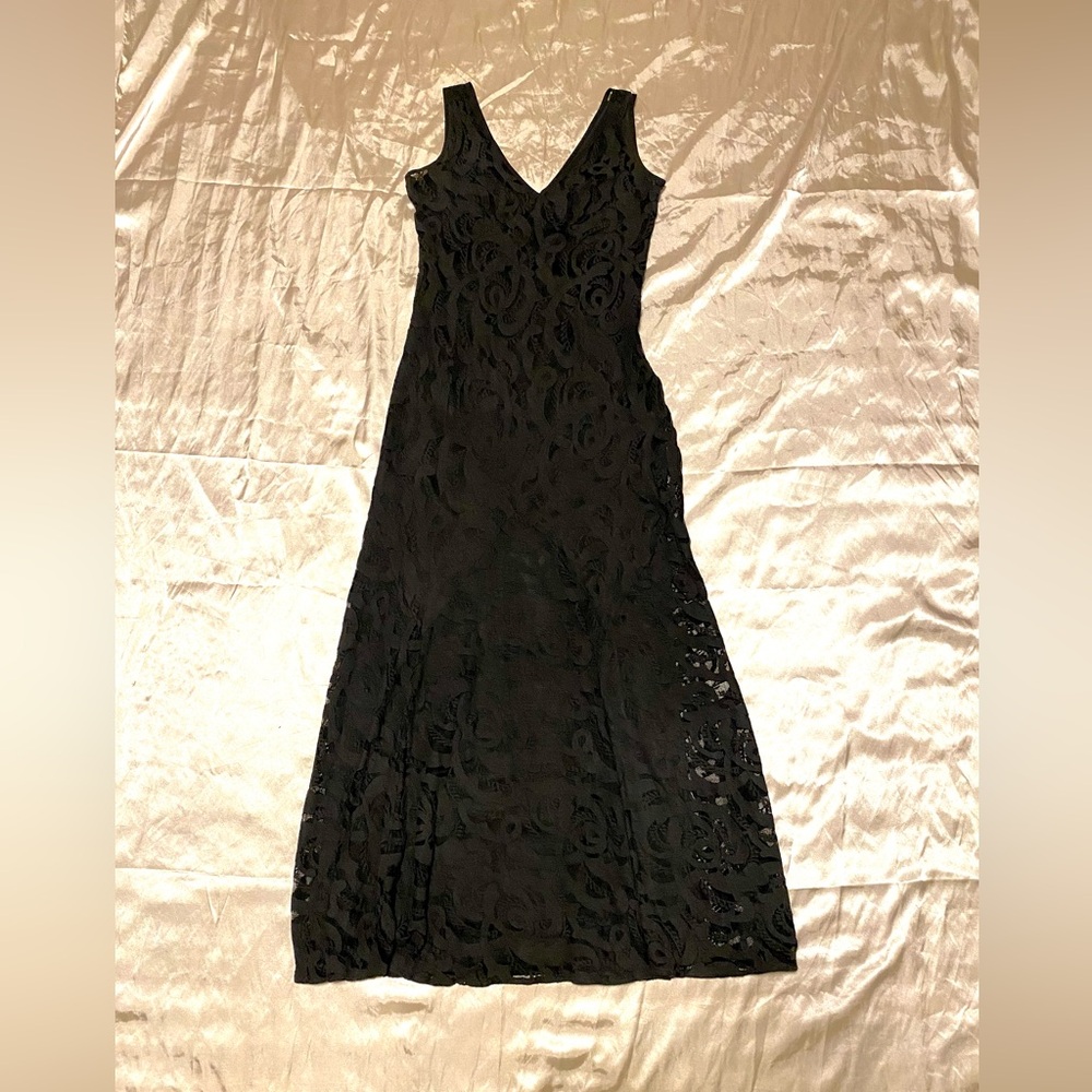 Lined Black Stretch Lace Dress